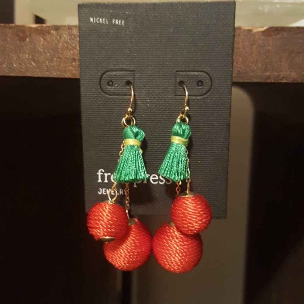 Abstract Cherry Tassel Earrings